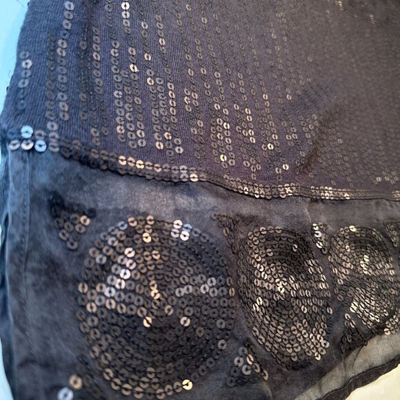 Adrienne Vittadini Collection Tunic Blouse Womens Sheer Sequin Top Long Sleeve - Picture 12 of 16